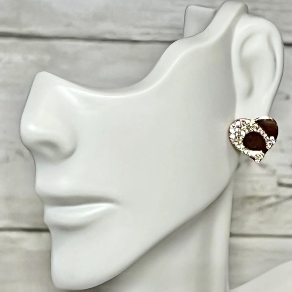 NWT Coach Signature Heart Stud Earrings Rose Gold - Picture 5 of 6